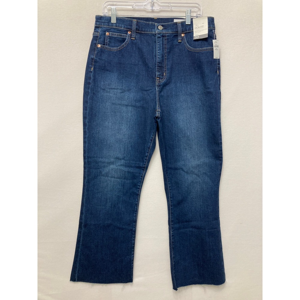 New GAP Kick Fit Jeans size 32/14 Bootcut High Rise Stretch Ankle Raw Hem
